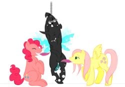 2013 alpha_channel aroused balls bondage changeling equine erection feathers female flapping_wings fluttershy_(mlp) friendship_is_magic grammarshinehyena group horse male my_little_pony pegasus penis pinkie_pie_(mlp) plain_background pony straight straight_hair sundae sundae_(original_character) suspension tickling tickling_penis transparent_background uncut wings