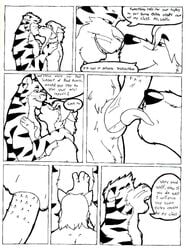 anthro cameronwolfe canine comic english_text erection erotic_story feline fellatio furry gay interspecies kissing male monochrome oral oral_sex penis sex student teach_me_more_extra_credit_(comic) teacher text tiger wolf