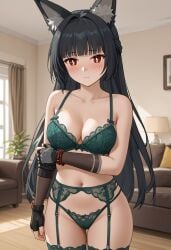 1girls ai_generated hoshimi_miyabi hoyoverse leviaceon lingerie looking_at_viewer sexy_lingerie solo solo_focus standing zenless_zone_zero