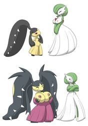 big_breasts breast_envy breasts female flat_chested gardevoir huge_breasts hybridprojectalpha mawile mega_mawile nintendo pink_nipples pokemon pokemon_(species) pokemon_xy tagme video_games