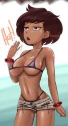 1girls amphibia anne_boonchuy asian_female bikini brown_hair disney disney_channel keramagath solo thai