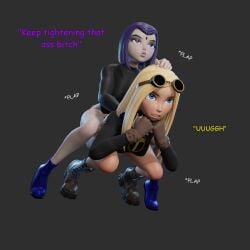 ass big_ass big_butt dc dc_comics domination femdom futa_on_female futanari goth heperson heroine leotard rachel_roth raven_(dc) shortstack teen_titans terra_(dc) thick thick_ass