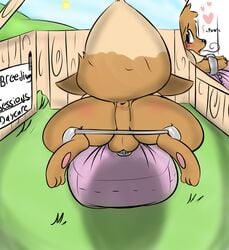 anus balls bondage bound chastity chastity_cage chastity_device cushion daycare eevee fences forced fur furry furry_ears furry_tail gay hindpaw male male_chastity nintendo no_humans paws pokemon presenting rairai spread_legs tail video_games