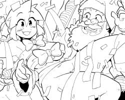 christmas line_art lucia_(scott_malin) monochrome original original_character santa_claus scott_malin tagme