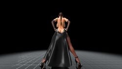 3d backboob big_breasts breasts brown_hair busty butt_crack dress female female_focus female_only heartist3d heels high_heels hourglass_figure lara_croft long_hair pinup pinup_pose tagme tomb_raider wide_hips
