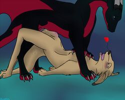 backlash91 blush claws dragon female feral heart interspecies kangaroo male marsupial missionary_position open_mouth penetration penis sex stomach_bulge tagme tears tongue tongue_out vaginal_penetration vaginal_penetration wet