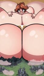 1girls animated big_ass breast_expansion breasts_bigger_than_body breasts_bigger_than_building breasts_bigger_than_city breasts_bigger_than_head breasts_bigger_than_torso breasts_on_floor colossal_breasts female giantess glasses growth hyper hyper_breasts immobile lying_on_breasts m1lky8008 meat_wall_(body_type) solo_female tagme too_big_to_move video