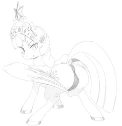 2013 alicorn anus crown cutie_mark equine female feral friendship_is_magic horn horse japananon looking_at_viewer looking_back monochrome my_little_pony pony puffy_anus pussy solo twilight_sparkle_(mlp) wings