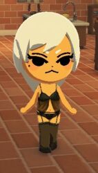 1girls 2026 3d babydoll babydoll_lingerie bangs beauty_mark belly_button black_eyes black_shoes blush cel_shading chibi custom_character dot_nose featureless_hands female full_body garter_belt in-game komugi_(riki0731) lingerie mii navel nintendo riki0731 riki07312 screencap tan_skin thighhighs tomodachi_life tomodachi_life:_living_the_dream translucent_clothing white_eyebrows white_hair