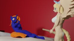 3d 3d_(artwork) anthro big_breasts big_penis blender_(artwork) blonde_hair breasts clothing digital_media_(artwork) duo equid equine female friendship_is_magic genitals gynomorph hair hasbro hat hat_only headgear headgear_only headwear headwear_only hi_res horn horse intersex intersex/female mammal mostly_nude muscular muscular_anthro muscular_female my_little_pony mythological_creature mythological_equine mythology pegasus penis pony precious_(farmstudchase) skippyarts twintails unicorn wings