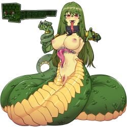 1girls boobs breasts eyebrows_visible_through_hair female green_hair green_hair_female hourglass_figure minecraft mob_talker monster_girl naga naga_(twilight_forest) navel nipples no_bra no_panties open_mouth pussy r-dragon sharp_teeth simple_background snake_girl tits tongue tongue_out twilight_forest_(mod) vagina white_background woman