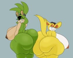 anthro ass ass_focus ass_press ass_to_ass big_ass big_breasts boobs booty booty_bump breasts butt butt_focus ear_piercing earrings female female/female female_only gem gem_on_forehead gigantic_ass gigantic_breasts huge_ass huge_breasts looking_at_viewer looking_back massive_ass nipples nude nude_female piercing piercings rougethedaisy shortstack sideboob sonic_(series) sonic_the_hedgehog_(archie) sonic_the_hedgehog_(idw) sonic_the_hedgehog_(series) surge_the_tenrec thick_thighs thunderbolt_the_chinchilla tits wide_hips wide_thighs