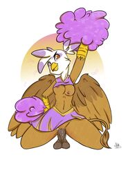 2013 3d amber_eyes anthrofied avian balls beak blush bottomless breasts brown_fur cheerleader clothing cum cum_in_pussy cum_inside female friendship_is_magic geeflakes gilda_(mlp) gryphon insertion kneeling looking_at_viewer masturbation my_little_pony navel nipples penetration penis pom_poms pussy raised_arm solo spread_legs spreading tongue tongue_out topless vaginal_insertion vaginal_penetration wings
