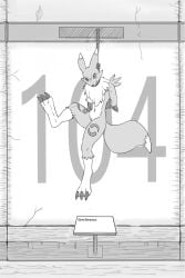3_toes angry anthro bandai_namco bound breasts claws digimon digimon_(species) dipingxiangtr.d dipstick_ears dipstick_tail dying ear_markings execution feet female fluffy fluffy_tail forced genitals grimace hanged helpless hi_res kick killing markings multicolored_ears muscular muscular_female navel nipples noose nude renamon solo struggling suffering tail tail_markings toes vulva