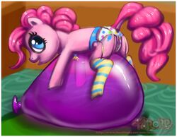 2012 balloon blue_eyes clothing cutie_mark equine farorenightclaw female feral friendship_is_magic hair horse my_little_pony pink_fur pink_hair pinkie_pie_(mlp) pony pussy solo