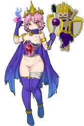 1girls bone boobs breasts crown eyebrows_visible_through_hair female legwear minecraft mob_talker mod nipples no_bra no_panties pink_hair pink_hair_female r-dragon simple_background thighhighs tits twilight_forest_(mod) twilight_lich white_background woman