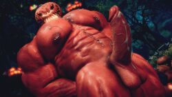 1boy 2025 3d 4k animated balls bara cum erection gay halloween hi_res jack-o'-lantern male male_only muscular nipple_piercing nipples original penis piercing pumpkin pumpkin_head solo tagme video xerxes_yelnos yaoi