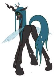 alpha_channel ass blush changeling female feral friendship_is_magic green_eyes my_little_pony paradox-sin pussy pussy_juice queen_chrysalis_(mlp) solo transparent_background