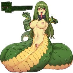 1girls boobs breasts eyebrows_visible_through_hair female green_hair green_hair_female hourglass_figure minecraft mob_talker monster_girl naga naga_(twilight_forest) navel nipples no_bra no_panties open_mouth pussy r-dragon simple_background snake_girl tits tongue tongue_out twilight_forest_(mod) vagina white_background woman