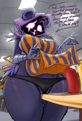 2026 5_fingers absurd_res anthro apron apron_lift armor artist_name bear big_breasts black_clothing black_panties black_underwear blep blue_apron blue_clothing bodily_fluids breasts carbonfloof cheek_tuft clothed clothed_anthro clothed_female clothing clothing_lift detailed_background dialogue digital_media_(artwork) dripping english_text epic_games eye_scar facial_scar facial_tuft female female_anthro fingers food fortnite fur furniture gauntlets genital_fluids genitals glistening glistening_genitalia glistening_vulva gloves handwear hi_res hood hood_up huge_breasts inside ketchup legs_together mammal masturbation mustard obscured_face orange_apron orange_clothing panties partial_speech_bubble pattern_apron pattern_clothing purple_body purple_fur purple_hood pussy_floss question_mark raven_team_leader scar solo speech_bubble striped_apron striped_clothing stripes table table_humping talking_to_viewer text tongue tongue_out tuft underwear vaginal_fluid_drip vaginal_fluids vaginal_masturbation vaginal_penetration vulva