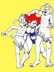 anthro assisted_exposure balls big_breasts bikini breasts cameltoe cub david_siegl disney ear_piercing erect_nipples erection father_and_son female furry furry_only goof_troop goofy hair imminent_sex male max_goof milf mother navel nipples parent peg_pete penis piercing red_hair skimpy smile