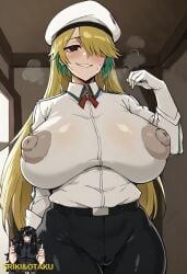 ai_generated black_eyes bleach bleach:_the_thousand-year_blood_war blonde_hair bulge_under_clothes friki8otaku huge_breasts nikita_deslock_(bleach)