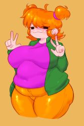 1girls big_breasts breasts d-side_girlfriend double_v friday_night_funkin friday_night_funkin_mod girlfriend_(friday_night_funkin) orange_hair plump plump_breasts plump_butt tagme