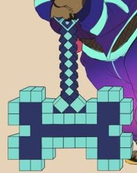 1girls anthro big_breasts breasts cool female furry huge_breasts kibblesyourbits pickaxe_(minecraft) thick_thighs toy wide_hips