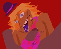 anonymous_male blonde_hair blue_tongue earrings floating_hat gay gravity_falls human_form imminent_oral lazy_eye lineless looking_at_viewer male_only pyramid_steve sharp_teeth shirtless_male squeezing_penis tie_around_penis viewer_pov yaoi