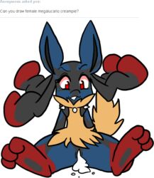 cum cum_drip cum_in_pussy cum_inside dripping female jigglybutts lucario mega_lucario nintendo pokemon pokemon_(species) pokemon_xy pussy red_eyes video_games