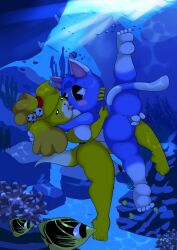 2girls animal_crossing animal_crossing_new_horizons anus ass ass female fingering fish isabelle_(animal_crossing) makeout nintendo ocean paws pussy rosie_(animal_crossing) sea the1stmoyatia tonguing underwater vagina