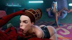 3d ahsoka_tano airress3d_(3d-modeller) blowjob clone_wars darth_maul deepthroat masturbation on_fours padme_amidala sheridance star_wars throat_fuck