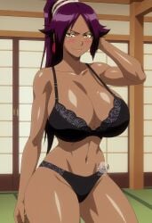 ai_generated arisato_yu bleach dark-skinned_female shihouin_yoruichi underwear