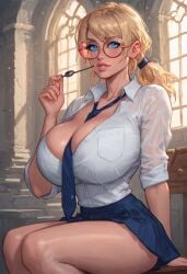 ai_generated aibro big_breasts harry_potter_(series) huge_breasts large_breasts luna_lovegood school_uniform