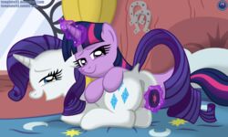 2013 bed blue_eyes cutie_mark duo english_text female feral friendship_is_magic hair insertion inside lying my_little_pony on_front penetration purple_eyes purple_fur purple_hair rarity_(mlp) sex_toy template93 text twilight_sparkle_(mlp) vaginal_insertion vaginal_penetration vaginal_penetration white_fur yuri