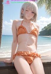 1boy ai_generated basehentaiai bikini cum cum_on_body cum_on_face femboy otoko_no_ko solo trap yaoi