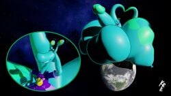 16:9 2_tails 3_toes 3d_(artwork) 4_fingers alien alien_humanoid animal_humanoid anthro ass balls big_balls big_butt big_penis biped bottom_heavy bottomless close-up clothed clothing cosmic_background digital_media_(artwork) earth embarrassed erection eyebrows eyestalks feet fingers floating_eyebrows gastropod gastropod_humanoid genitals gesture giga green_eyes green_markings hand_behind_head hand_on_hip heart_gesture hi_res hoodie hoodie_only huge_balls huge_butt huge_cock huge_hips huge_thighs humanoid hyper hyper_balls hyper_butt hyper_genitalia hyper_penis kuiperkyper kyper_veldyn_(kuiperkyper) long_neck looking_away macro macro_focus male markings mollusk mollusk_humanoid multi_tail penis planet raised_eyebrows sitting_on_planet smile solo space tail tail_gesture teal_body terra_macro thick_thighs toes topwear topwear_only wide_hips widescreen yellow_sclera