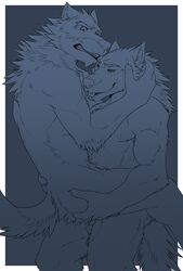 aluminemsiren anal anal_sex anthro canine clenched_teeth furry gay licking line_art male muscles nipples no_humans nude orion_(aluminemsiren) penetration sex tongue wolf