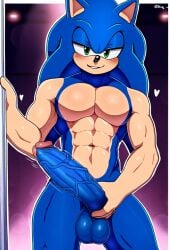 ai_generated big_penis large_penis long_penis male male_only muscles muscular muscular_male seductive solo solo_male sonic_(series) sonic_the_hedgehog sonic_underground veins veins_on_dick veiny_penis