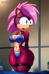 1girls ai_generated anthro ass breasts female female_only fishnets hips magenta_fur mobians.ai nipples pink_hair solo sonia_the_hedgehog sonic_(series) sonic_the_hedgehog_(series) sonic_underground stable_diffusion toony