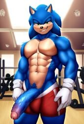 ai_generated big_penis large_penis long_penis male male_only muscles muscular muscular_male seductive solo solo_male sonic_(series) sonic_the_hedgehog sonic_underground veins veins_on_dick veiny_penis