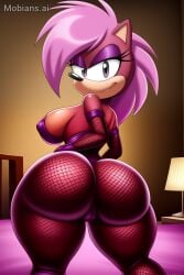 ai_generated ass bedroom big_ass booty breasts fishnets hips looking_at_viewer looking_back magenta_fur outdoors seductive sonia_the_hedgehog sonic_(series) sonic_the_hedgehog_(series) sonic_underground