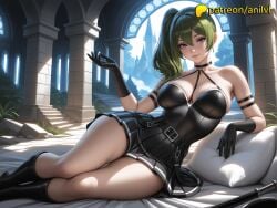 1girls 2024 ai_generated anilvl anime anime_girl anime_style arm_strap armband aroused artist_name bangs bare_breasts bare_chest bare_shoulders belt big_breasts big_chest black_footwear black_gloves blush boots braless breast breasts bust busty chest cleavage collarbone explicit exposed_breasts female gloves green_hair hair_between_eyes hi_res high_quality high_resolution highres large_breasts lewd long_hair looking_at_viewer naked naked_breasts natural_breasts nude nude_female patreon patreon_username perky_breasts pillow ponytail provocative purple_eyes side_ponytail sitting smile solo sousou_no_frieren stable_diffusion suggestive suggestive_pose thighs ubel_(sousou_no_frieren) uncensored uncensored_breasts voluptuous voluptuous_female watermark weapon wet_body wet_skin