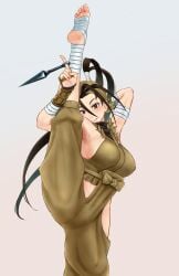 2d artist_request black_hair brown_eyes busty female female_focus female_only flexing hourglass_figure ibuki_(street_fighter) kunoichi long_hair ninja ponytail splits standing standing_split street_fighter street_fighter_iii street_fighter_v tagme wide_hips