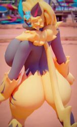 1girls 3d animated aurora_(nbanoob) big_ass big_breasts breasts bubble_butt cleavage electricity female furry huge_ass huge_breasts nipples no_sound pawsandclawsart pokemon pokemon_(species) shorter_than_10_seconds solo tagme thick_thighs vertical_video video wide_hips zeraora