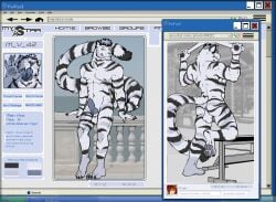 2yk anthro ass balls english_text exercise felid forfun2 genitals greeting hi_res male mammal model_sheet muscular network nude pantherine penis sheet_(disambiguation) siberian_tiger social solo text tiger url vintage workout