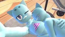 1boy 1girls 3d 3d_(artwork) age_difference big_breasts bikini breasts cartoon_network cub cuddling daemont92 feline female gumball_watterson male milf mother mother_and_son nicole_watterson selfie snuggling source_filmmaker swimming_pool the_amazing_world_of_gumball