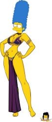 1girls absurd_res barefoot cosplay feet female female_focus female_only marge_simpson nimblestraw64_(artist) princess_leia_organa return_of_the_jedi slave_bikini slave_leia slave_leia_(cosplay) solo star_wars tall_image the_simpsons white_background yellow_skin