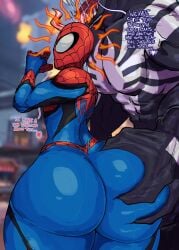 alien ass ass ass_bigger_than_head ass_grab big_ass big_butt big_tongue bubble_ass bubble_butt butt_grab clothed clothing gay human humanoid male male_focus male_only marvel marvel_comics marvel_rivals peter_parker size_difference spicemanart spider-man spider-man_(marvel_rivals) spider-man_(series) symbiote tongue tongue_out venom_(marvel) venom_(marvel_rivals) yaoi