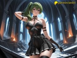 1girls 2024 ai ai_assisted ai_generated anilvl anime anime_girl anime_style arm_strap armband artist_name bangs bare_breasts bare_chest belt black_dress black_gloves black_legwear braless breast breasts breasts breasts bust candle chest exposed_breasts female fire gloves green_hair hair_between_eyes hi_res high_quality high_resolution highres long_hair looking_at_viewer naked_breasts natural_breasts patreon patreon_username perky_breasts ponytail purple_eyes ruins skindentation solo sousou_no_frieren stable_diffusion standing thighhighs ubel_(sousou_no_frieren) uncensored_breasts watermark weapon